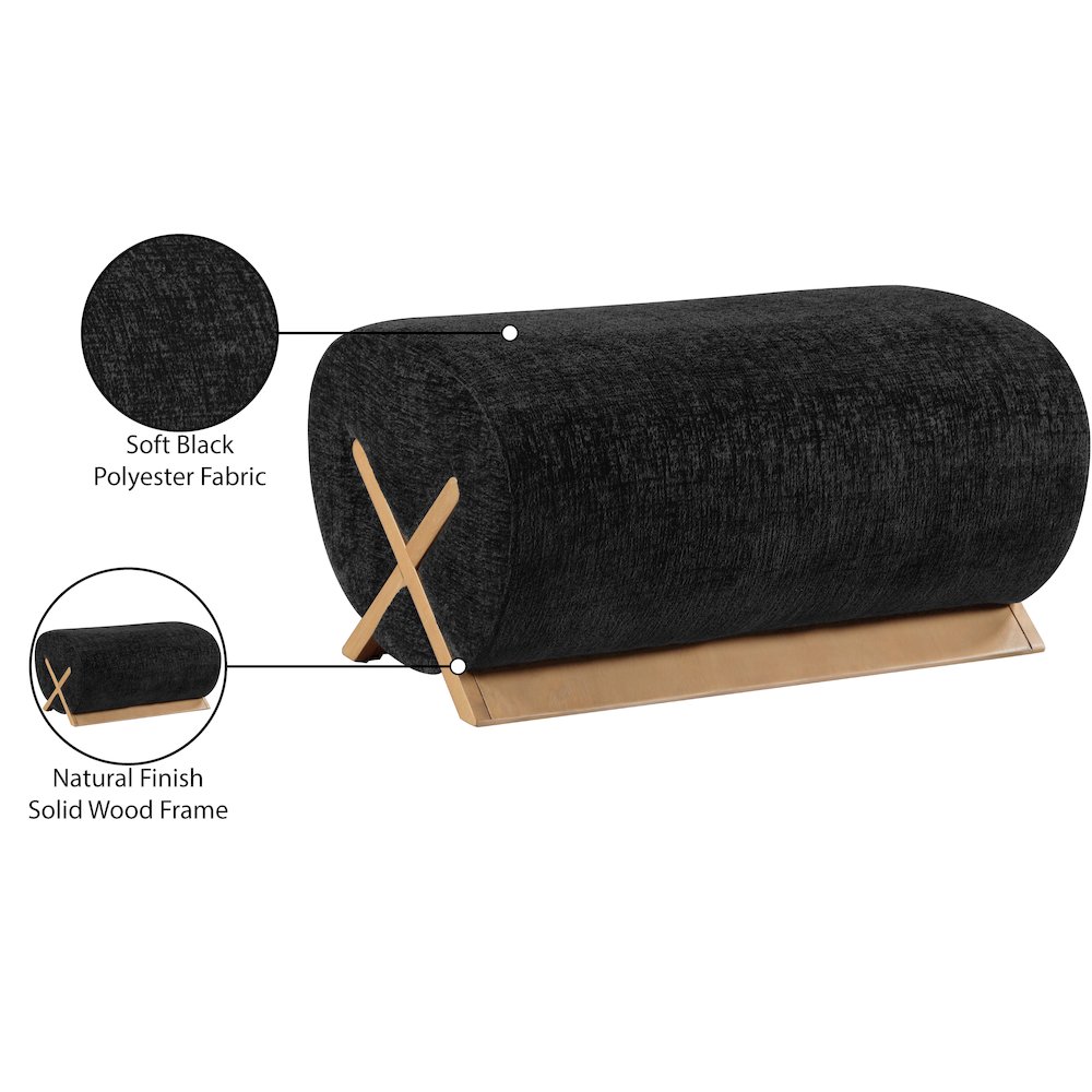 Akira Black Fabric Upholstered Ottoman. Picture 6