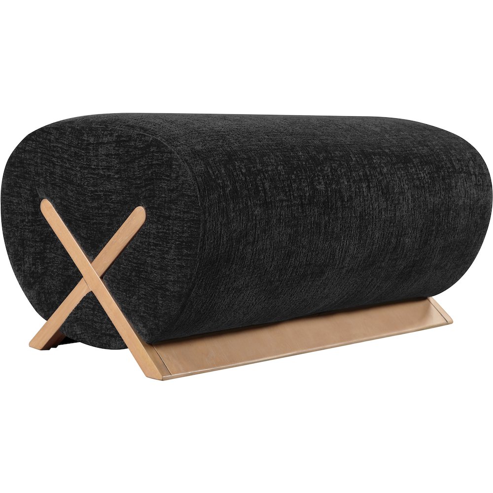 Akira Black Fabric Upholstered Ottoman. Picture 8