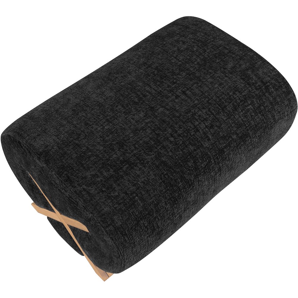 Akira Black Fabric Upholstered Ottoman. Picture 3
