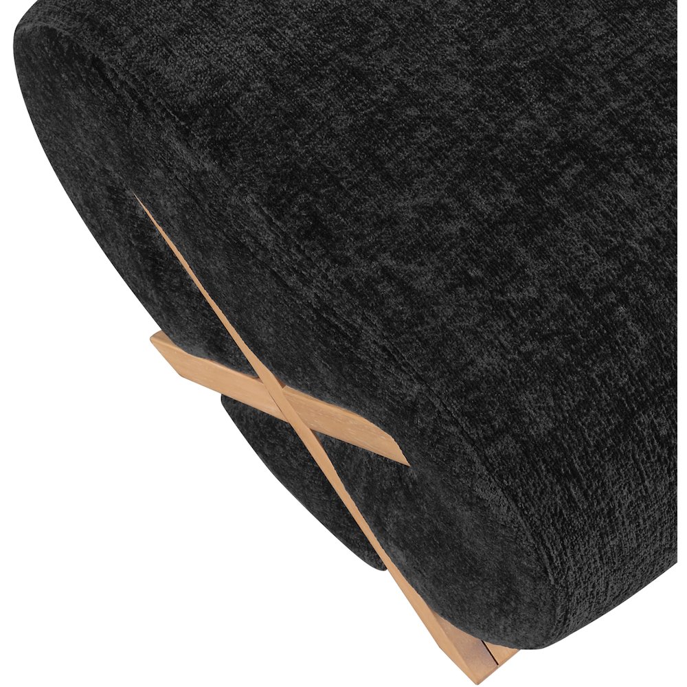 Akira Black Fabric Upholstered Ottoman. Picture 4