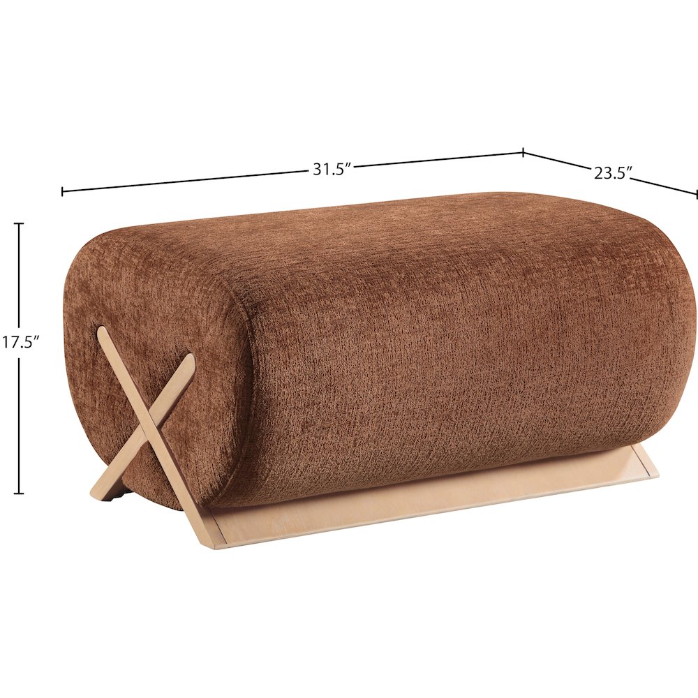Akira Cognac Fabric Upholstered Ottoman. Picture 5