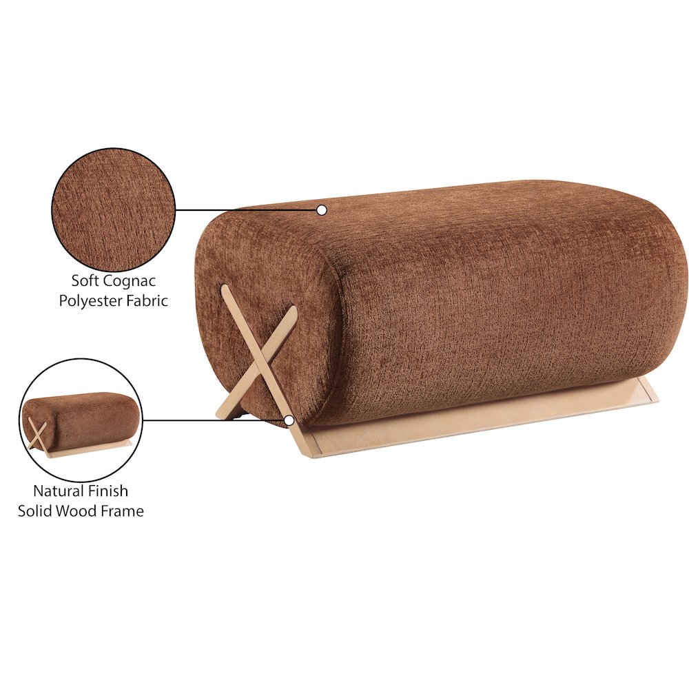 Akira Cognac Fabric Upholstered Ottoman. Picture 6