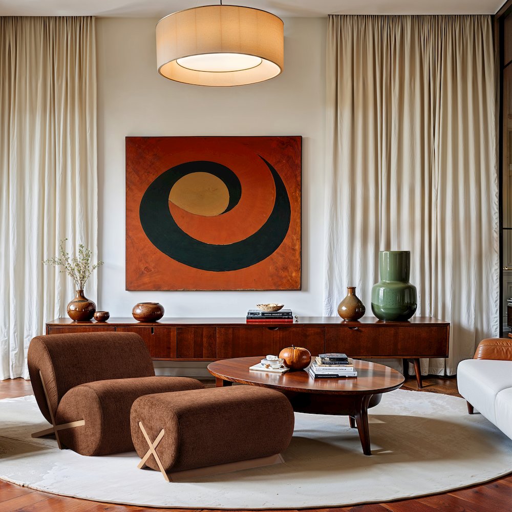 Akira Cognac Fabric Upholstered Ottoman. Picture 7