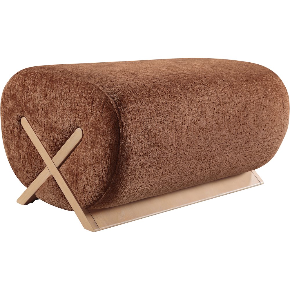 Akira Cognac Fabric Upholstered Ottoman. Picture 8