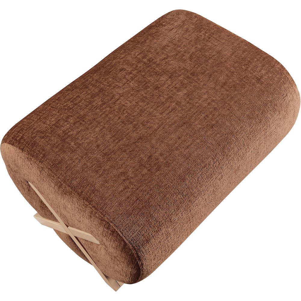 Akira Cognac Fabric Upholstered Ottoman. Picture 3