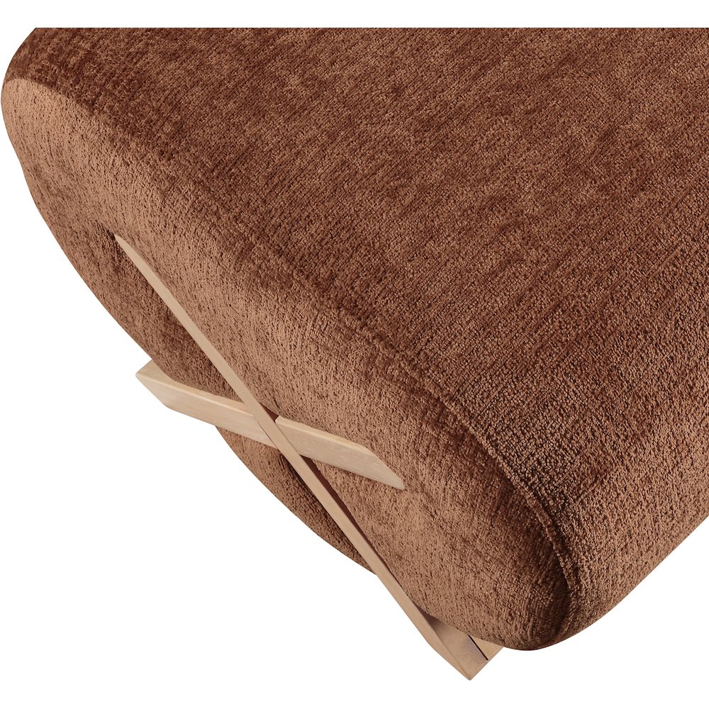 Akira Cognac Fabric Upholstered Ottoman. Picture 4