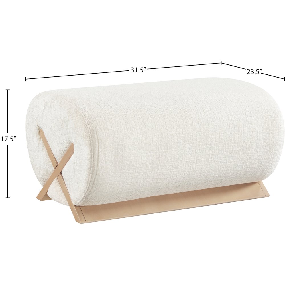Akira Cream Fabric Upholstered Ottoman. Picture 5