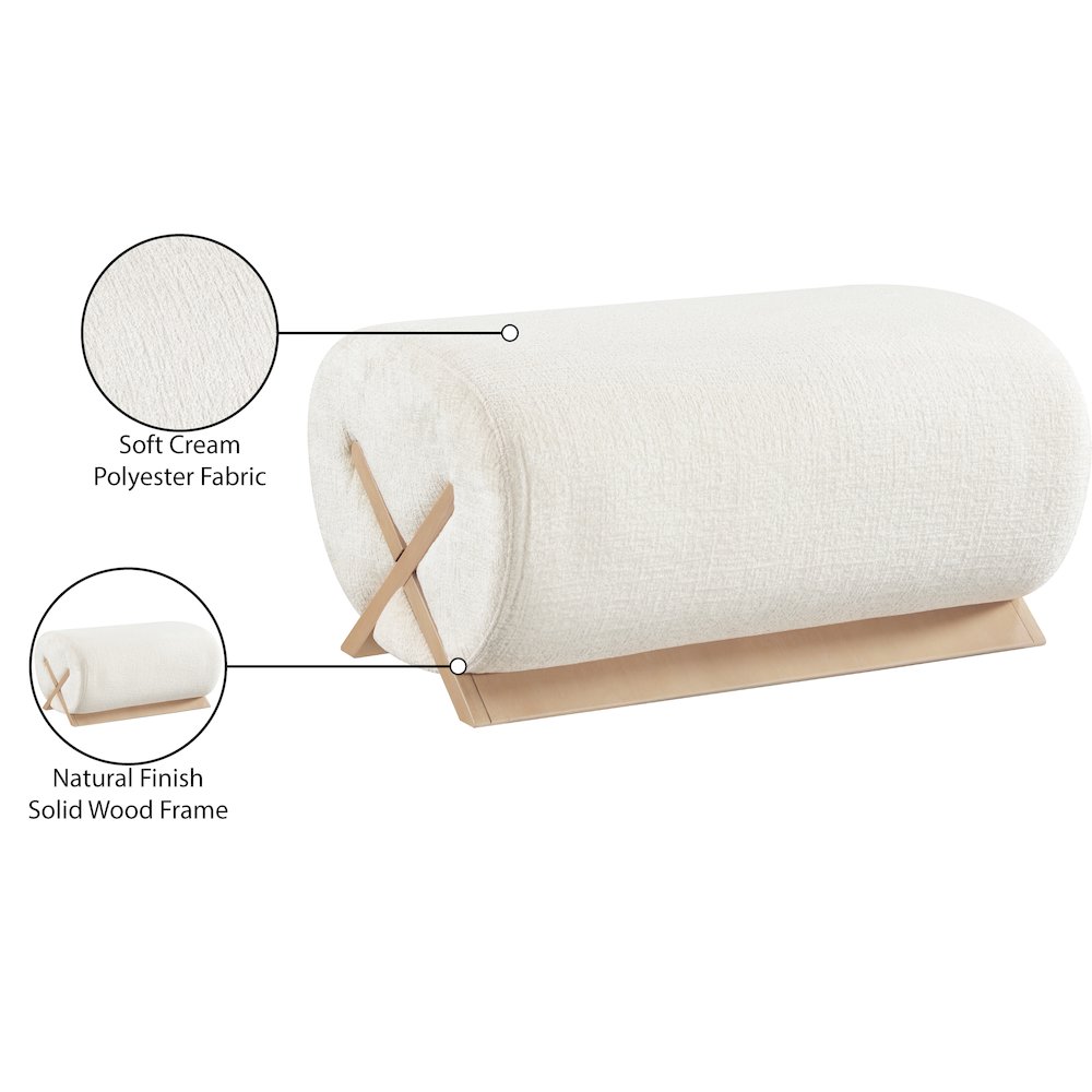 Akira Cream Fabric Upholstered Ottoman. Picture 6