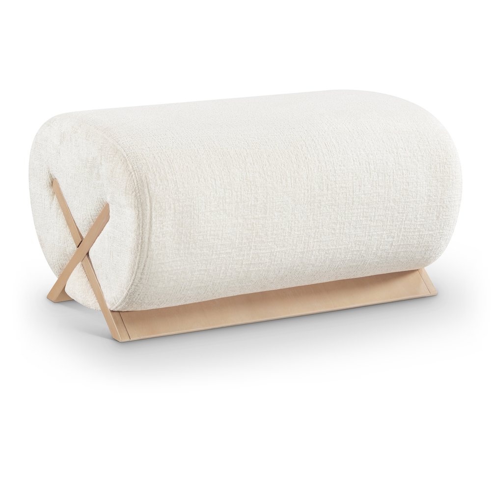 Akira Cream Fabric Upholstered Ottoman. Picture 1