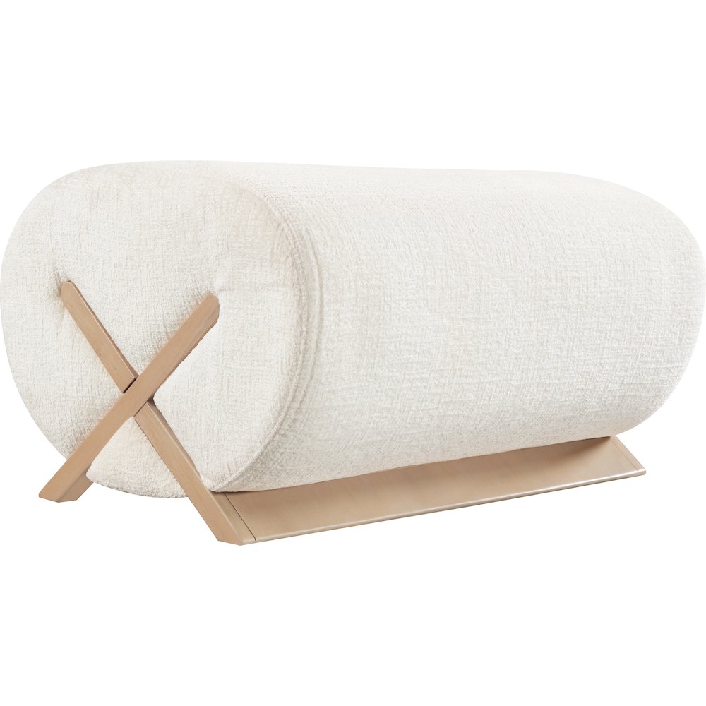 Akira Cream Fabric Upholstered Ottoman. Picture 8