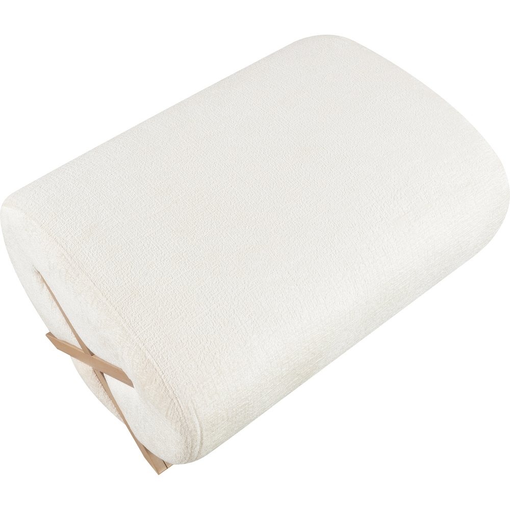 Akira Cream Fabric Upholstered Ottoman. Picture 3