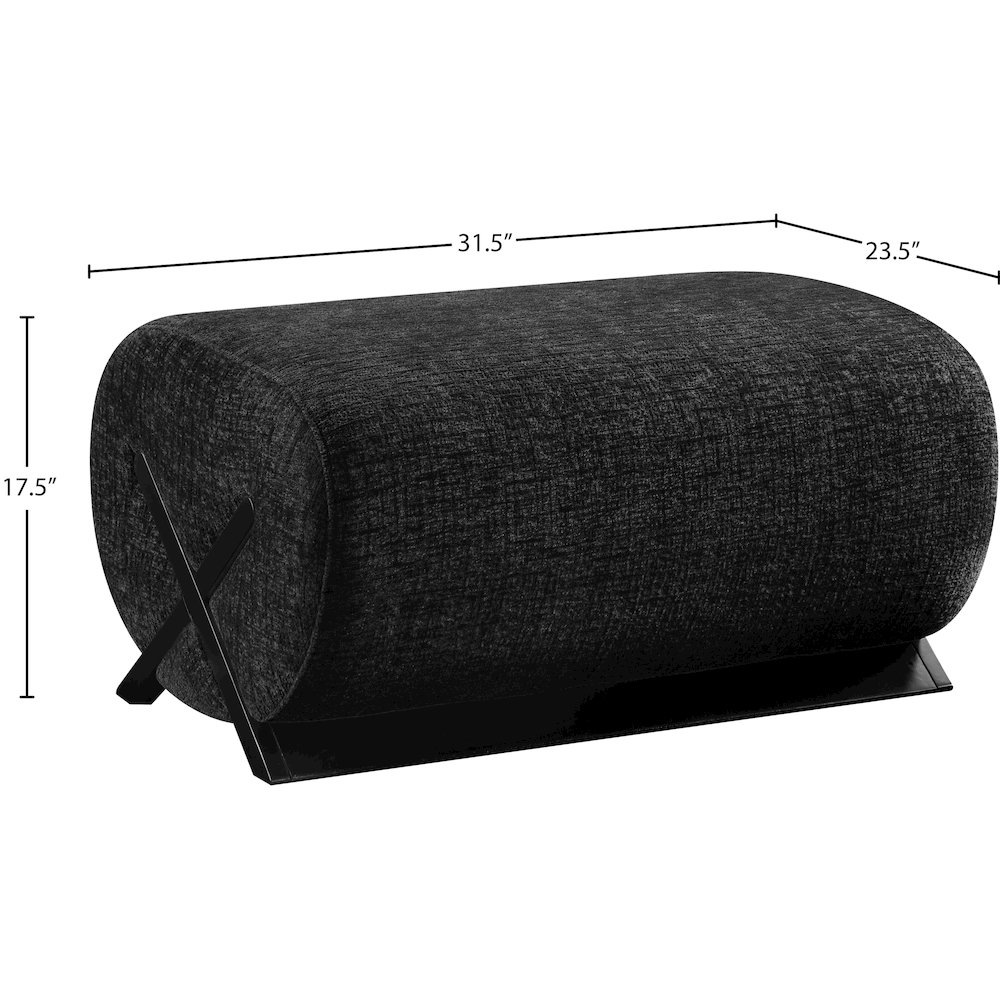 Akira Black Fabric Upholstered Ottoman. Picture 4