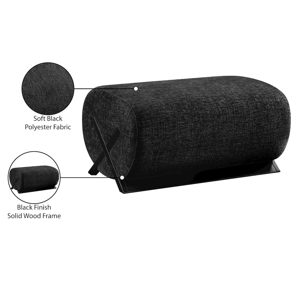 Akira Black Fabric Upholstered Ottoman. Picture 5