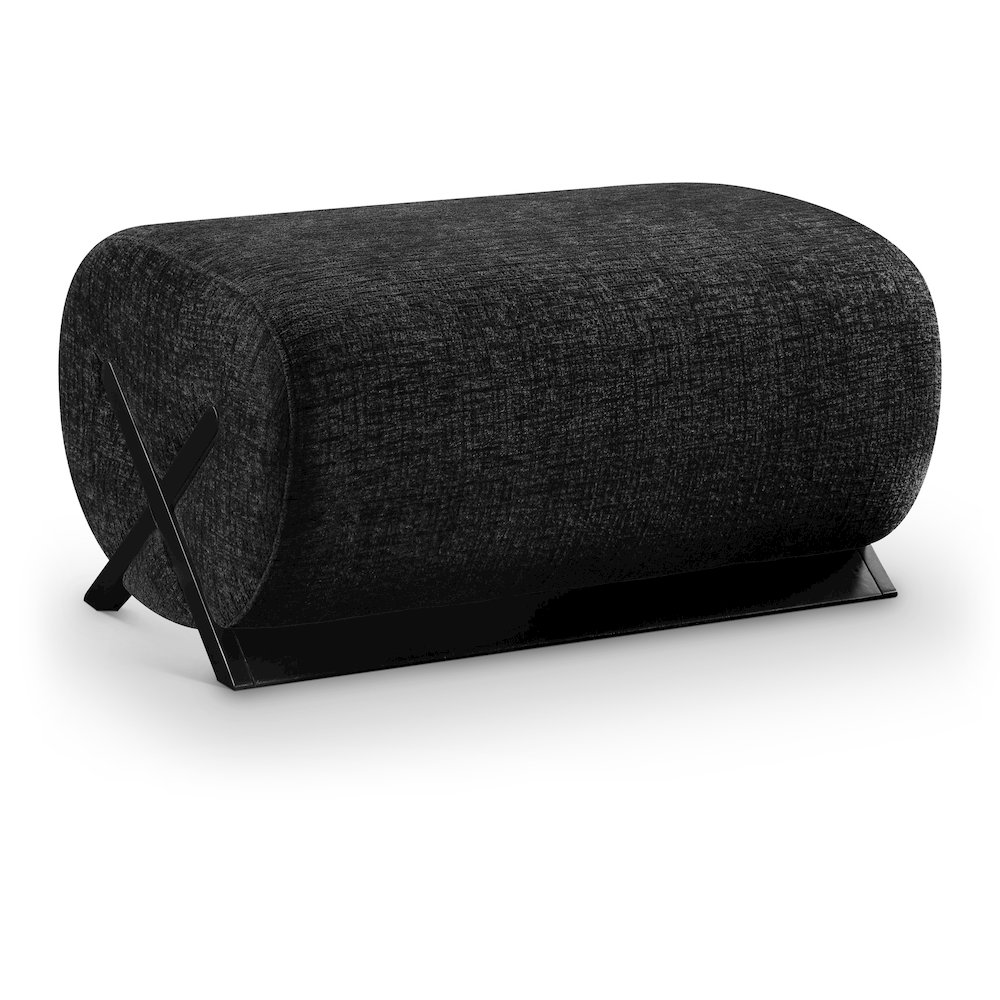 Akira Black Fabric Upholstered Ottoman. Picture 1