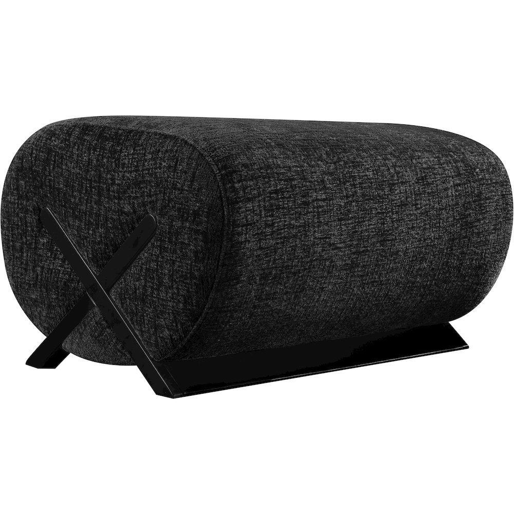 Akira Black Fabric Upholstered Ottoman. Picture 2