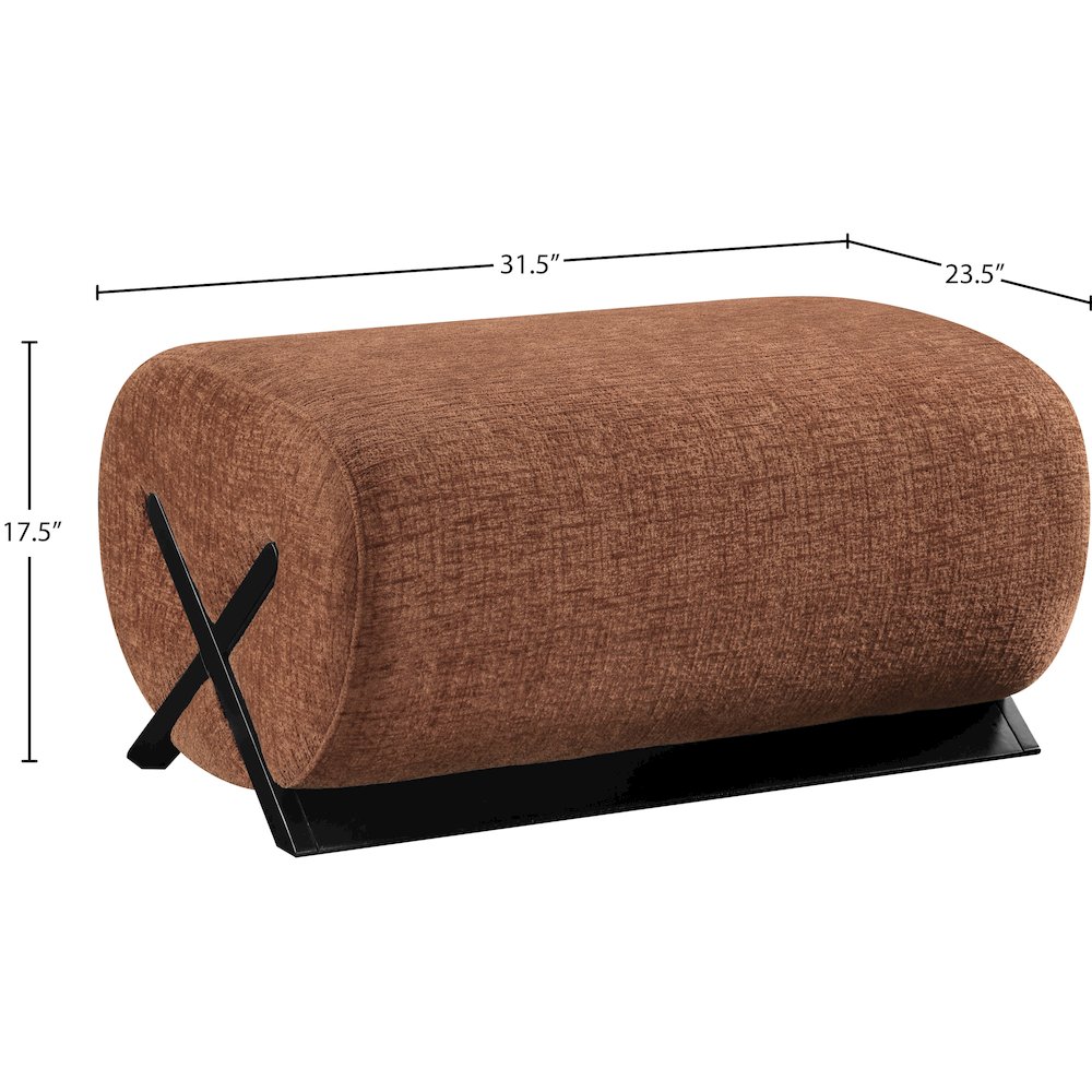 Akira Cognac Fabric Upholstered Ottoman. Picture 5