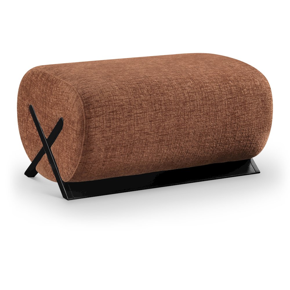 Akira Cognac Fabric Upholstered Ottoman. Picture 1