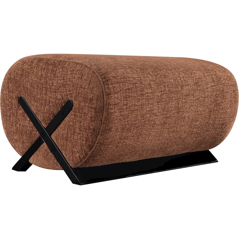 Akira Cognac Fabric Upholstered Ottoman. Picture 8