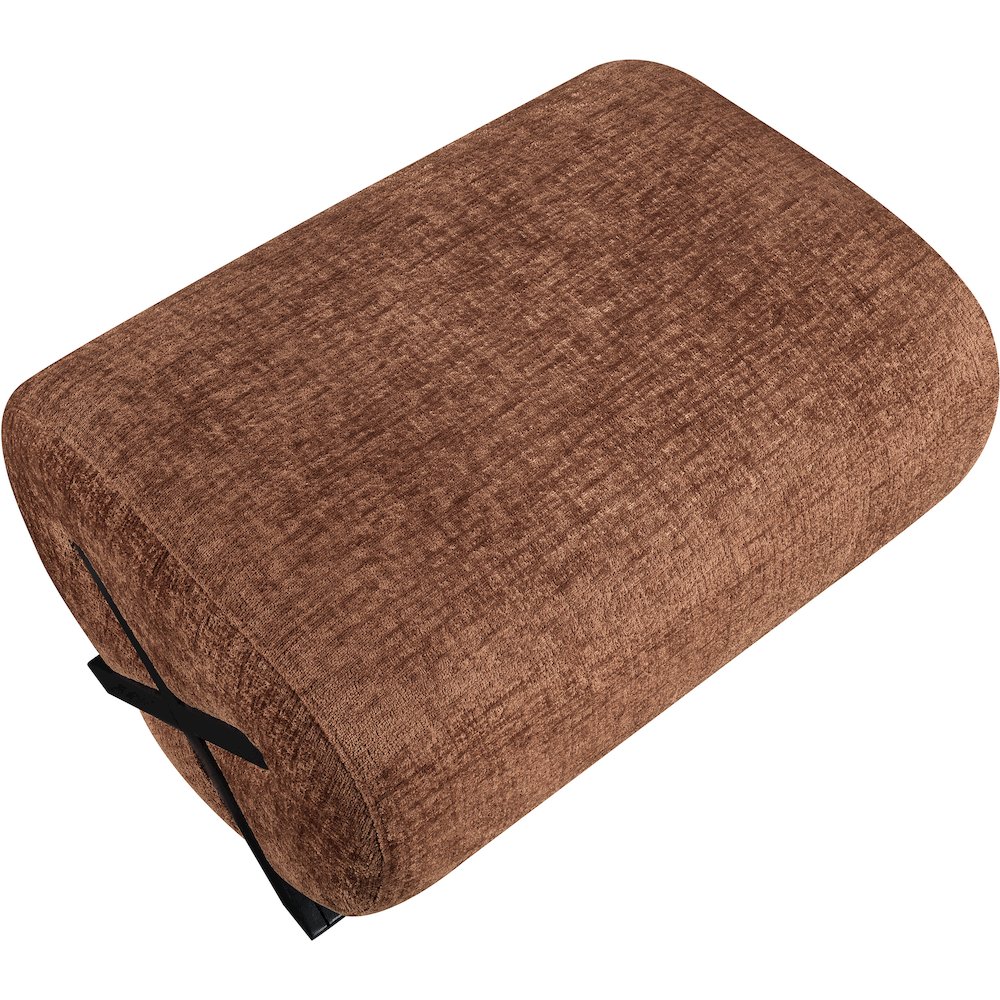 Akira Cognac Fabric Upholstered Ottoman. Picture 3