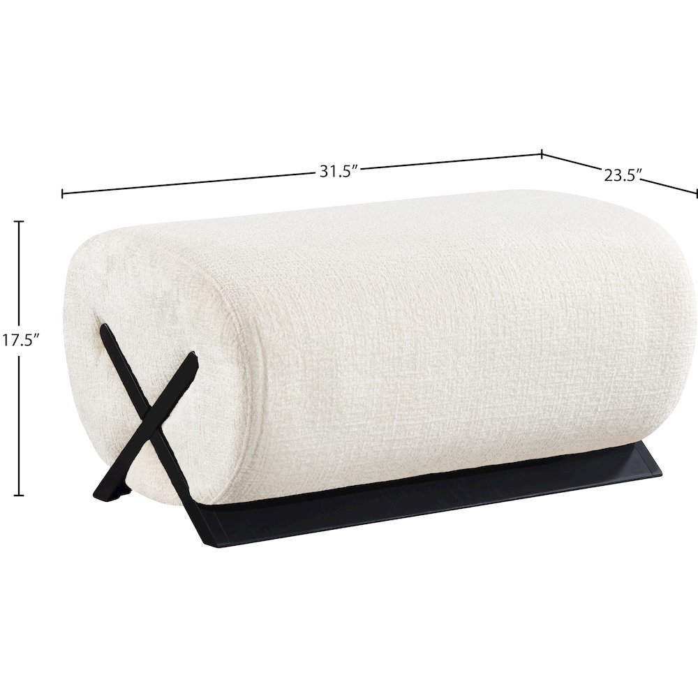 Akira Cream Fabric Upholstered Ottoman. Picture 5