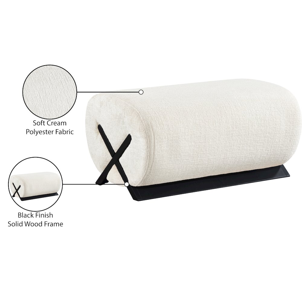 Akira Cream Fabric Upholstered Ottoman. Picture 6