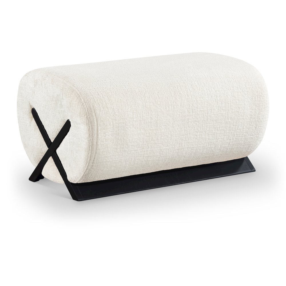 Akira Cream Fabric Upholstered Ottoman. Picture 1