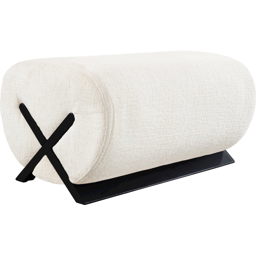 Akira Cream Fabric Upholstered Ottoman. Picture 8