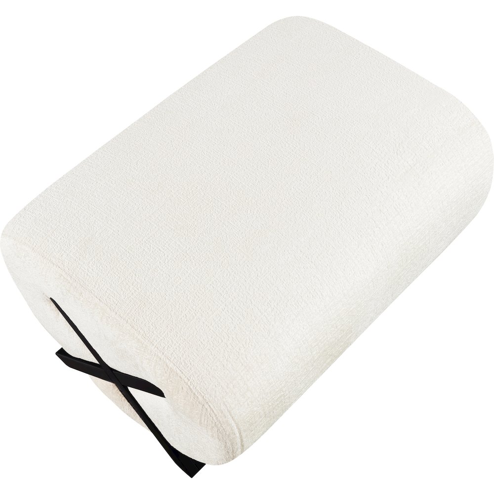 Akira Cream Fabric Upholstered Ottoman. Picture 3