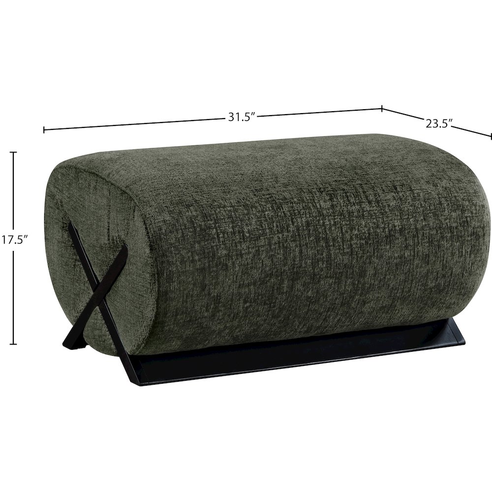 Akira Green Fabric Upholstered Ottoman. Picture 5