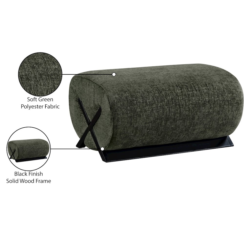 Akira Green Fabric Upholstered Ottoman. Picture 6