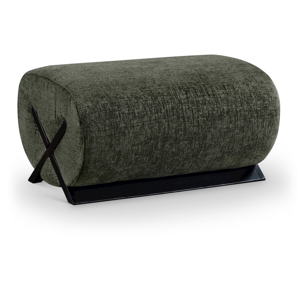 Akira Green Fabric Upholstered Ottoman. Picture 1