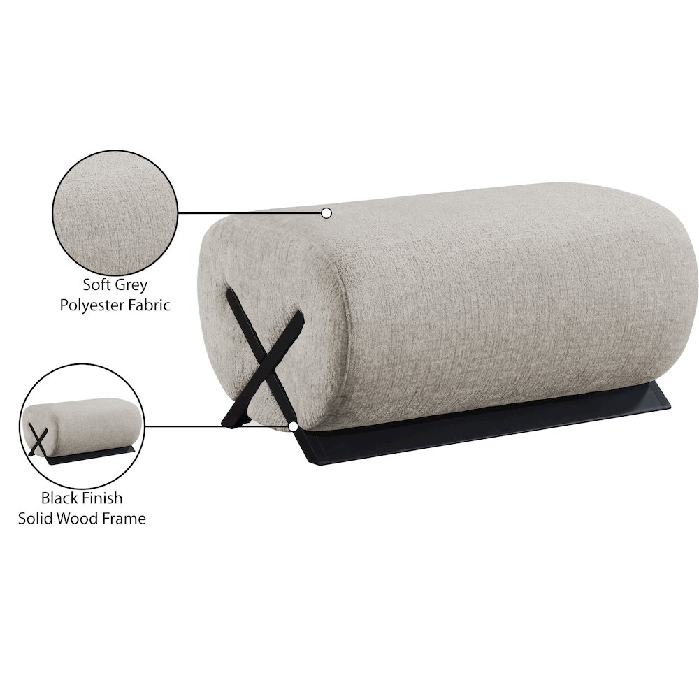 Akira Grey Fabric Upholstered Ottoman. Picture 6