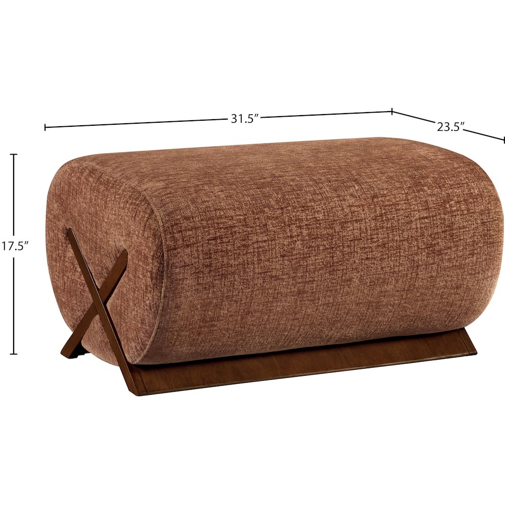 Akira Cognac Fabric Upholstered Ottoman. Picture 5