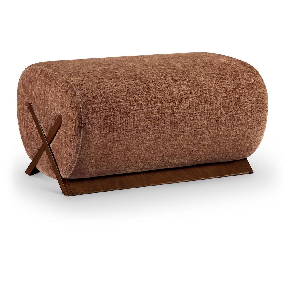 Akira Cognac Fabric Upholstered Ottoman. Picture 1