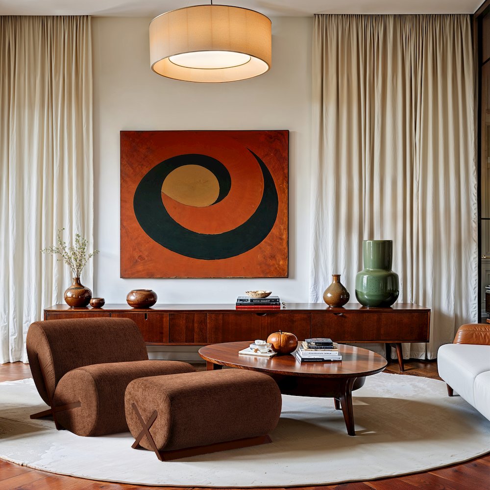 Akira Cognac Fabric Upholstered Ottoman. Picture 7