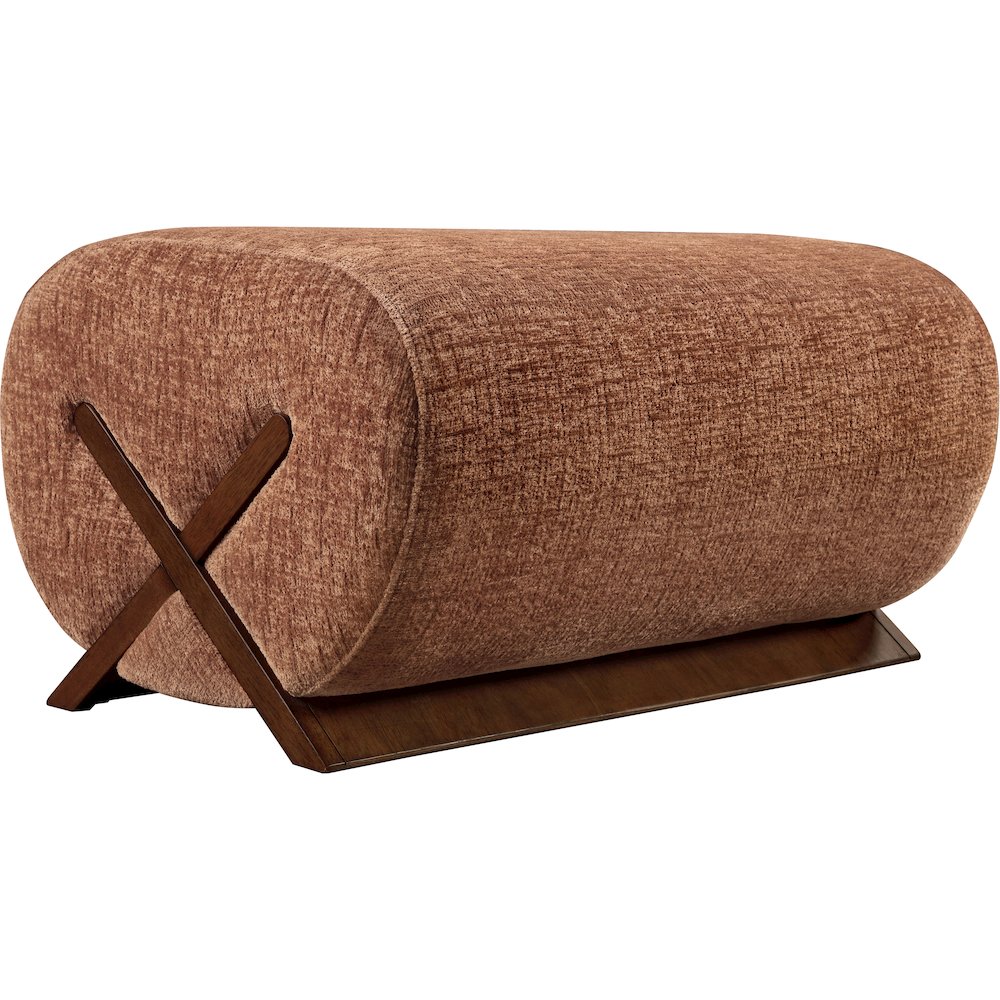 Akira Cognac Fabric Upholstered Ottoman. Picture 8
