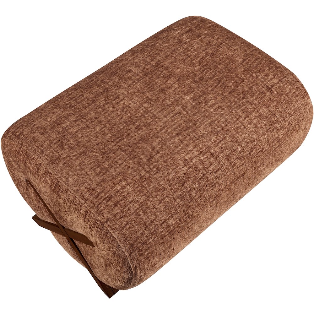 Akira Cognac Fabric Upholstered Ottoman. Picture 3