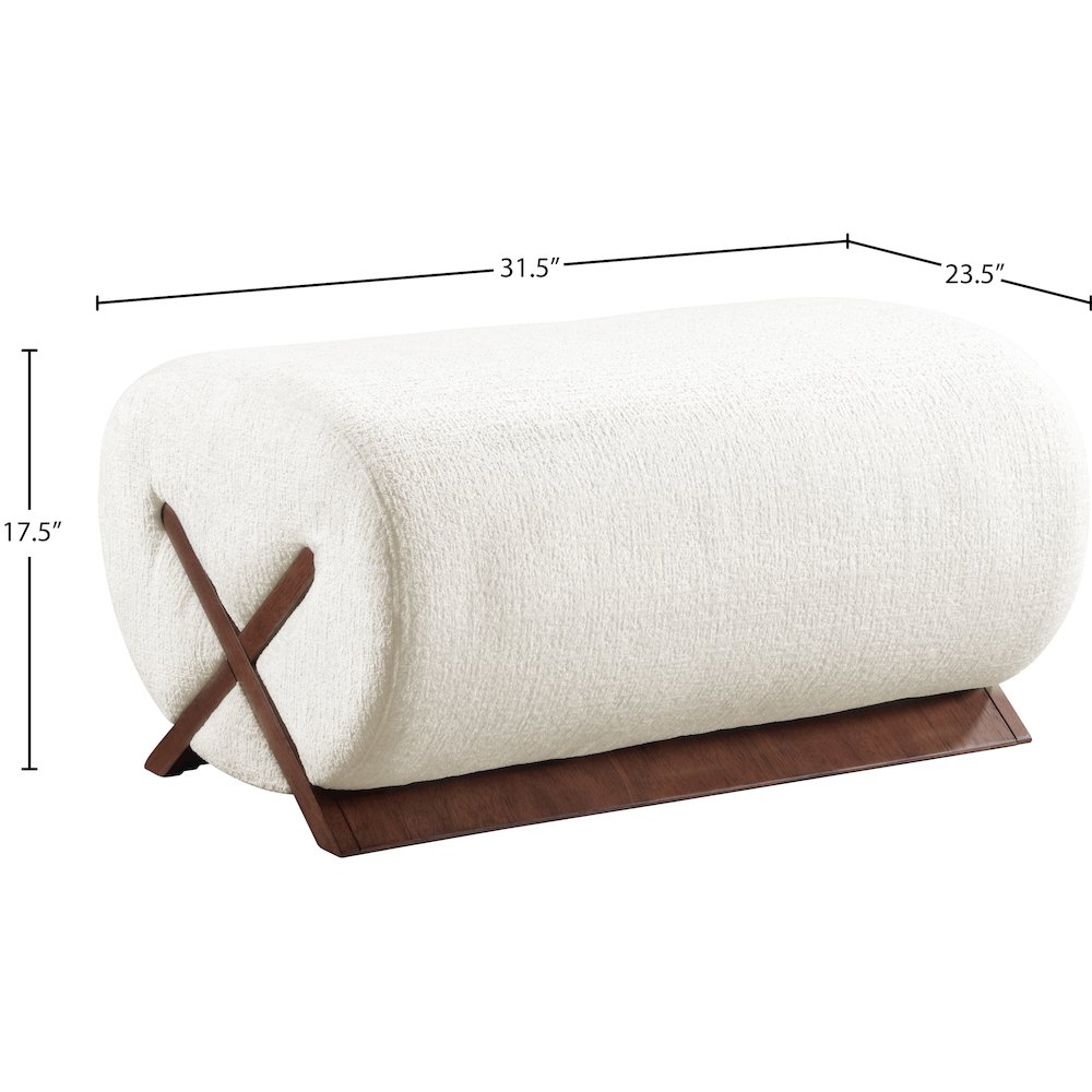 Akira Cream Fabric Upholstered Ottoman. Picture 5