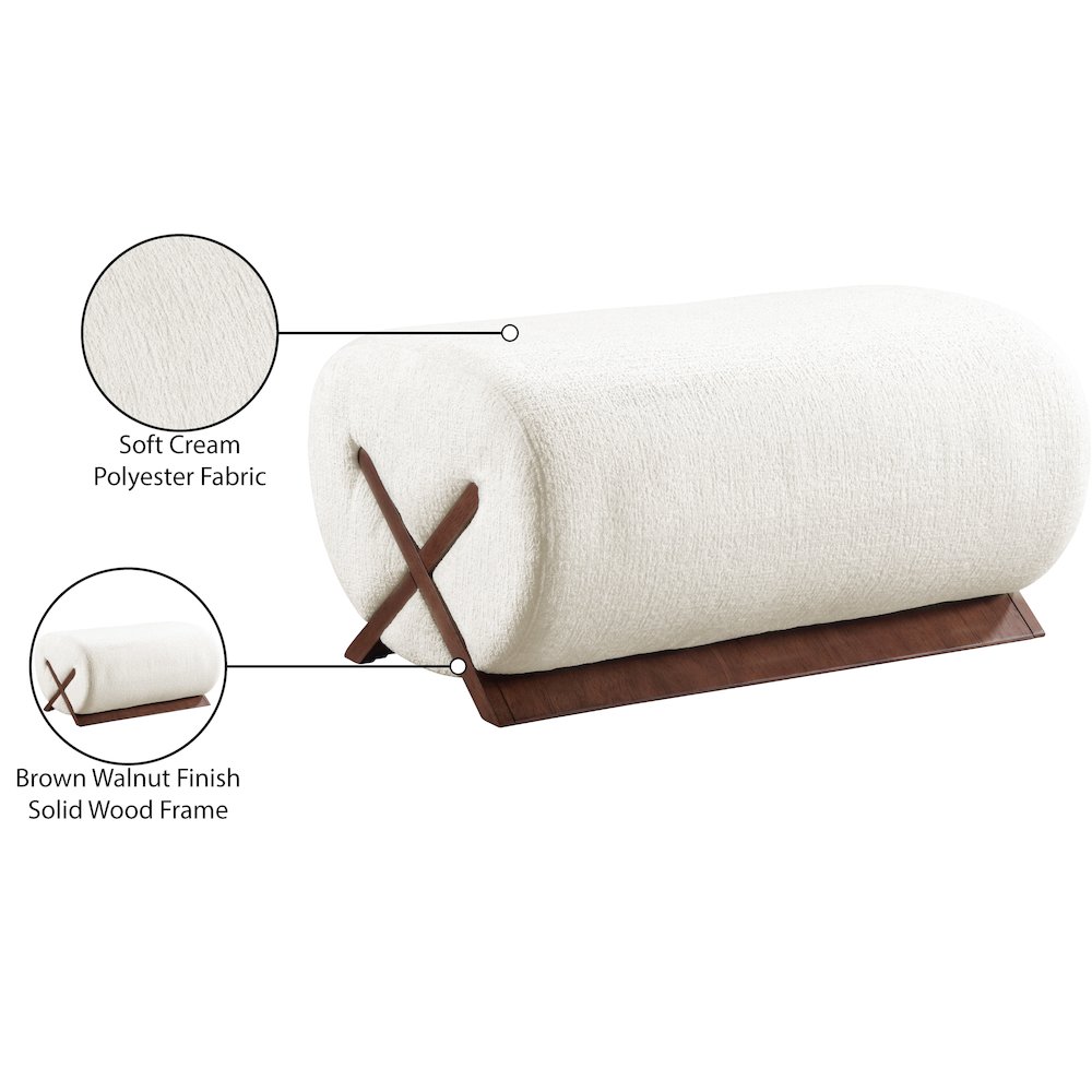 Akira Cream Fabric Upholstered Ottoman. Picture 6
