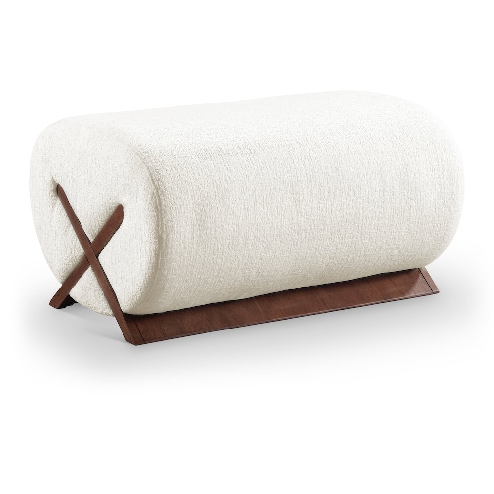 Akira Cream Fabric Upholstered Ottoman. Picture 1