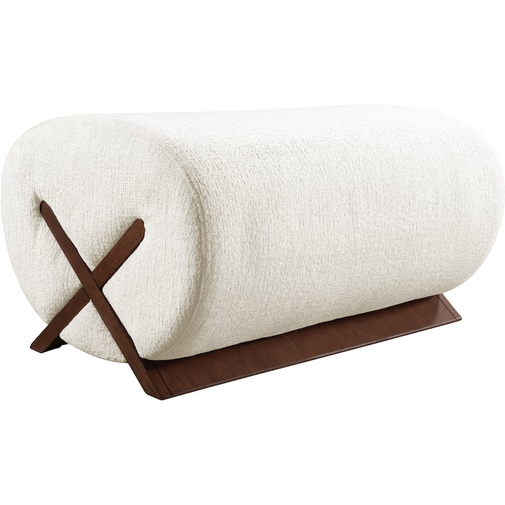 Akira Cream Fabric Upholstered Ottoman. Picture 8