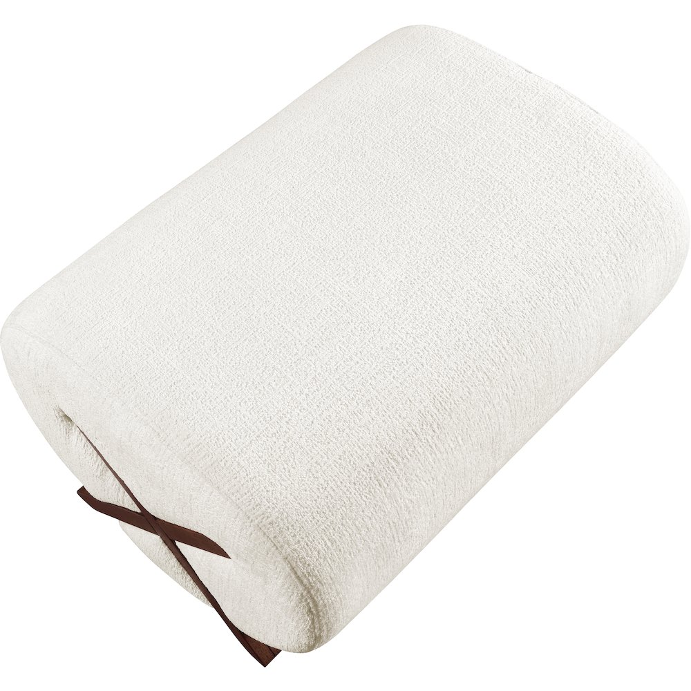 Akira Cream Fabric Upholstered Ottoman. Picture 3