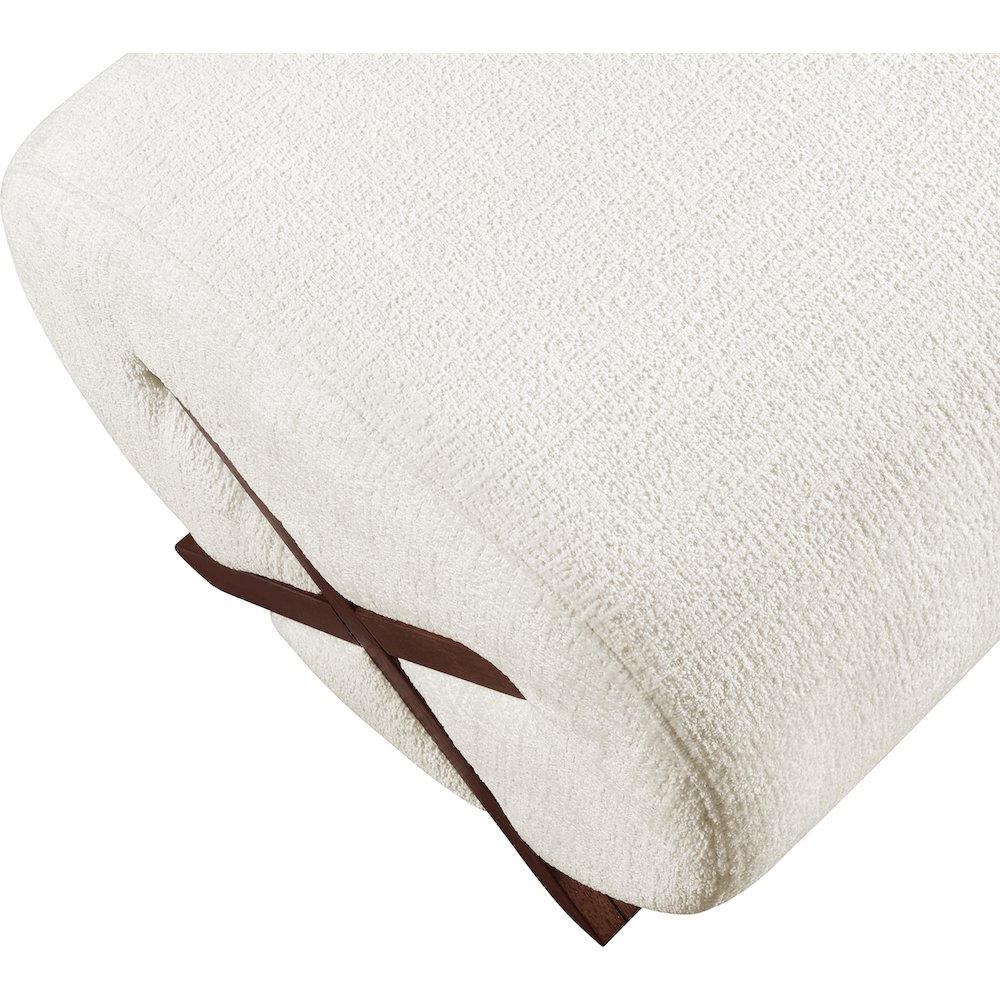 Akira Cream Fabric Upholstered Ottoman. Picture 4