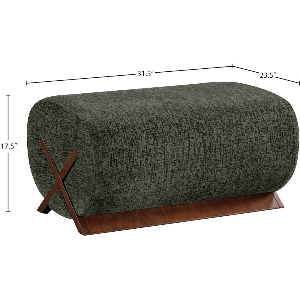 Akira Green Fabric Upholstered Ottoman. Picture 5