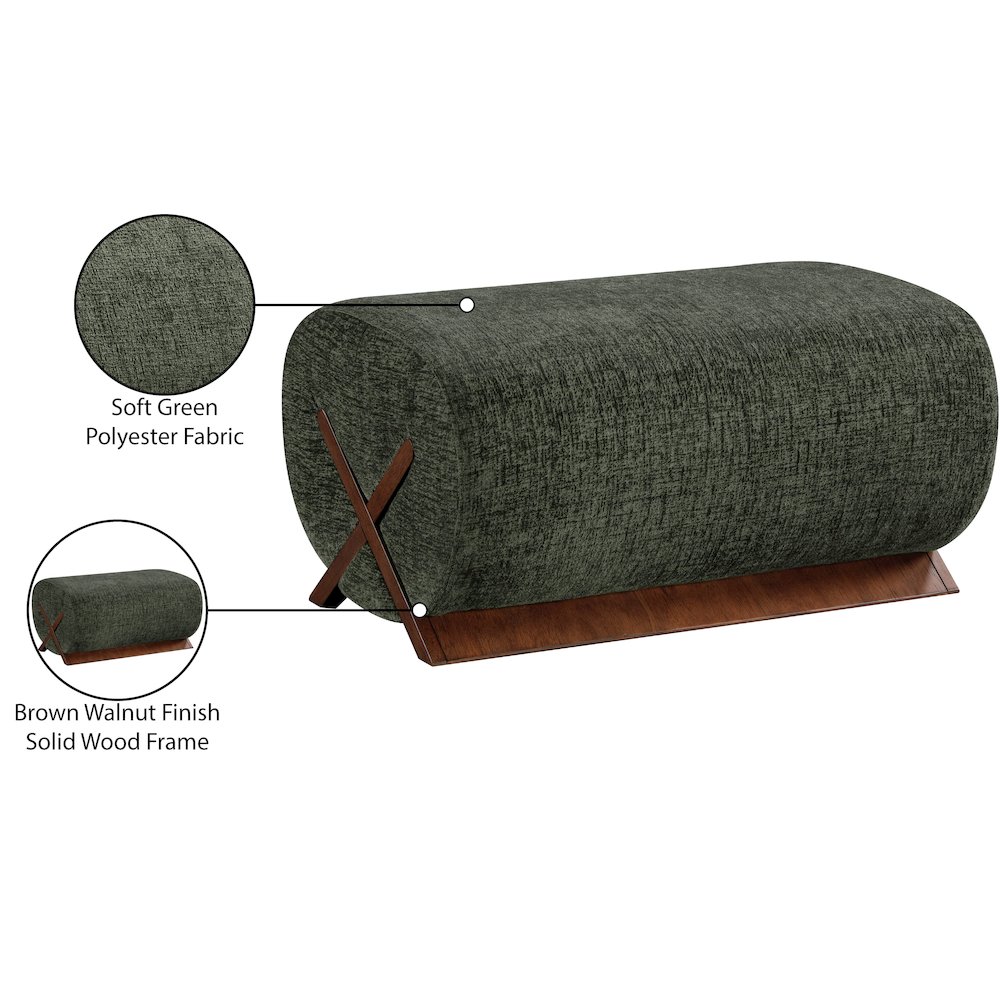 Akira Green Fabric Upholstered Ottoman. Picture 6