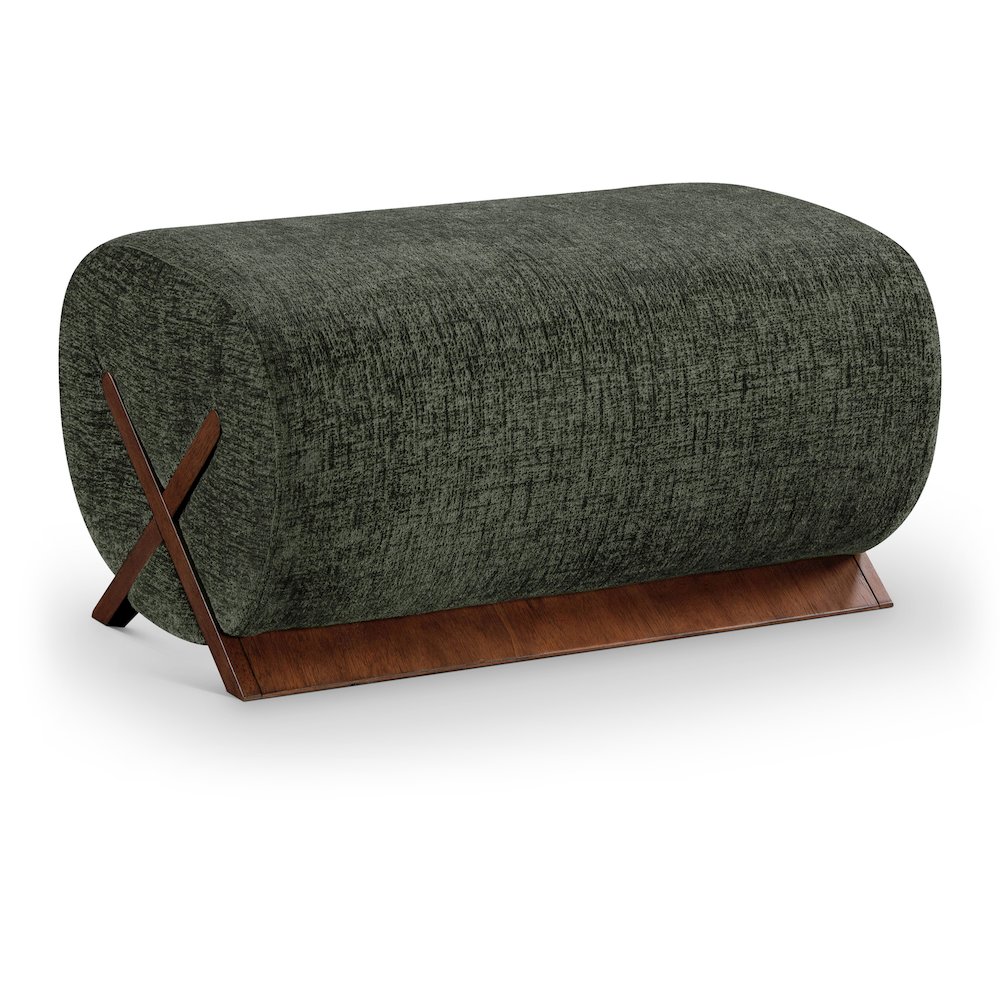 Akira Green Fabric Upholstered Ottoman. Picture 1