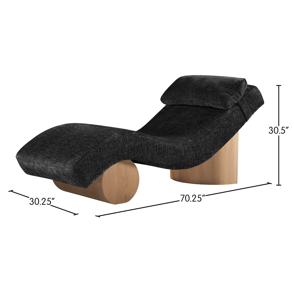 Marcella Black Fabric Upholstered Chaise Lounge. Picture 9