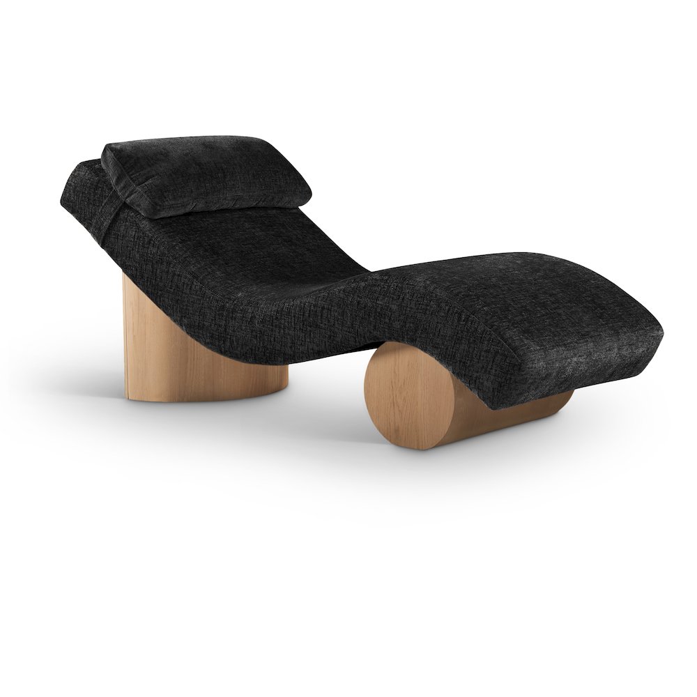 Marcella Black Fabric Upholstered Chaise Lounge. Picture 1