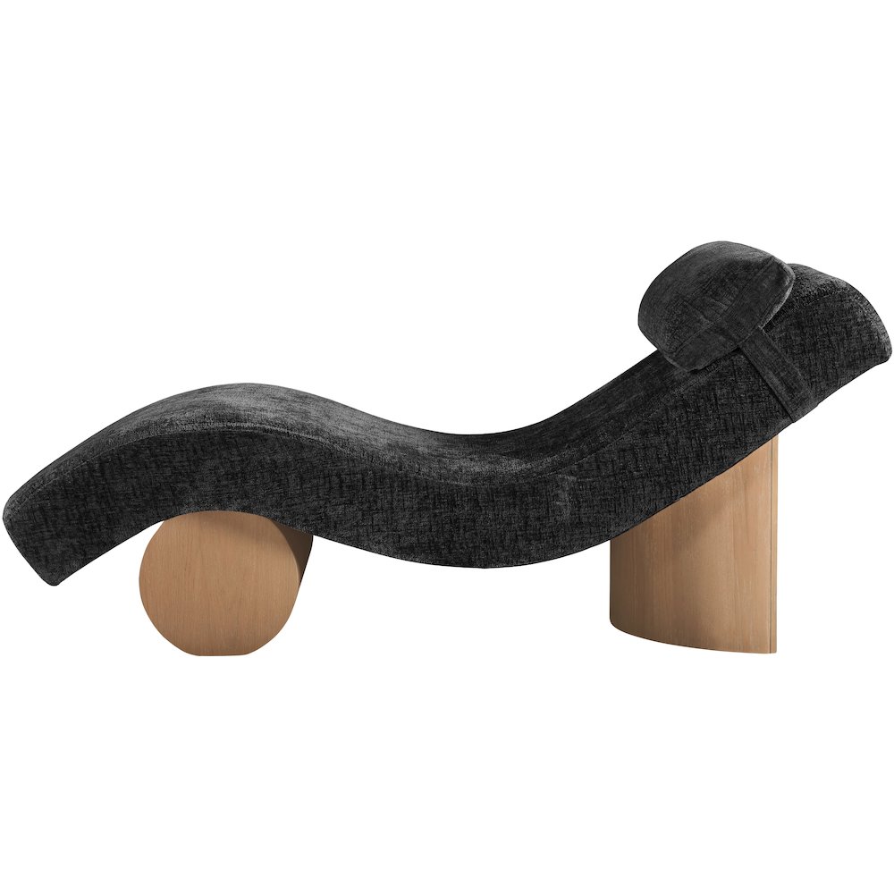 Marcella Black Fabric Upholstered Chaise Lounge. Picture 8