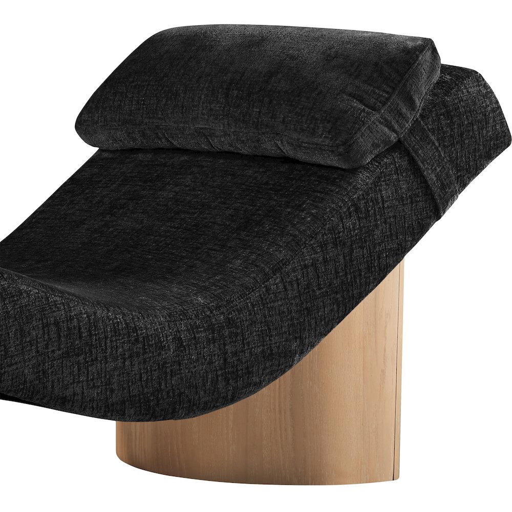 Marcella Black Fabric Upholstered Chaise Lounge. Picture 4